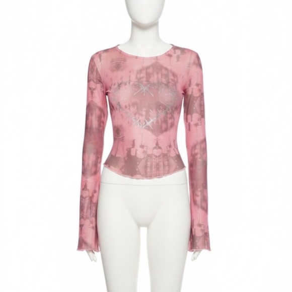 Dolls Kill Tops - Dolls-kill pink sheer top